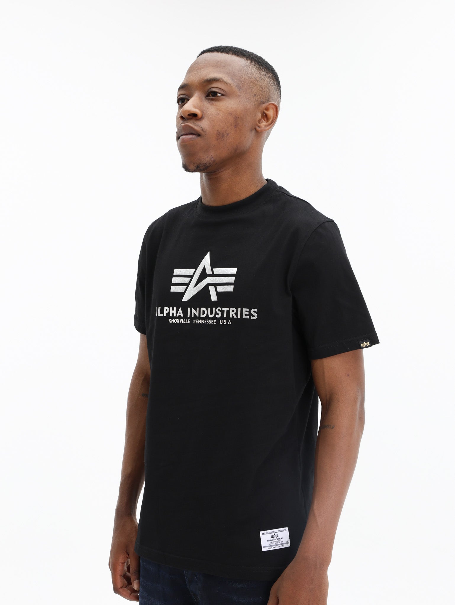 Alpha T-Shirt Metallic Logo Black